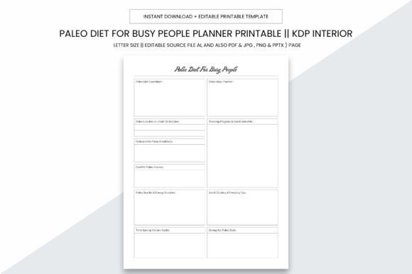 Paleo Diet for Busy People Kdp Planner