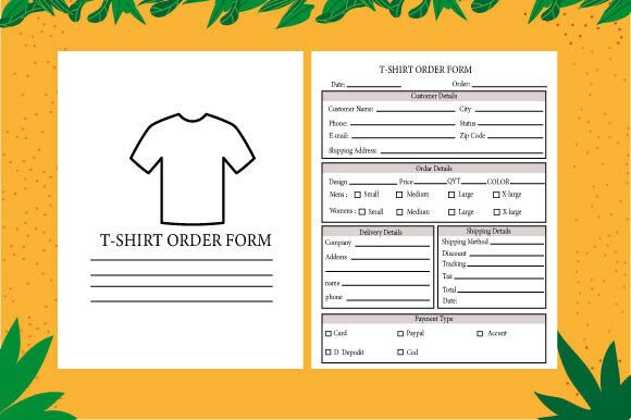 T-Shirt Order Form Business KDP Template