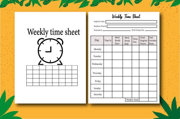 Weekly Time Sheet Log Book Template KDP for Amazon KDP Authors